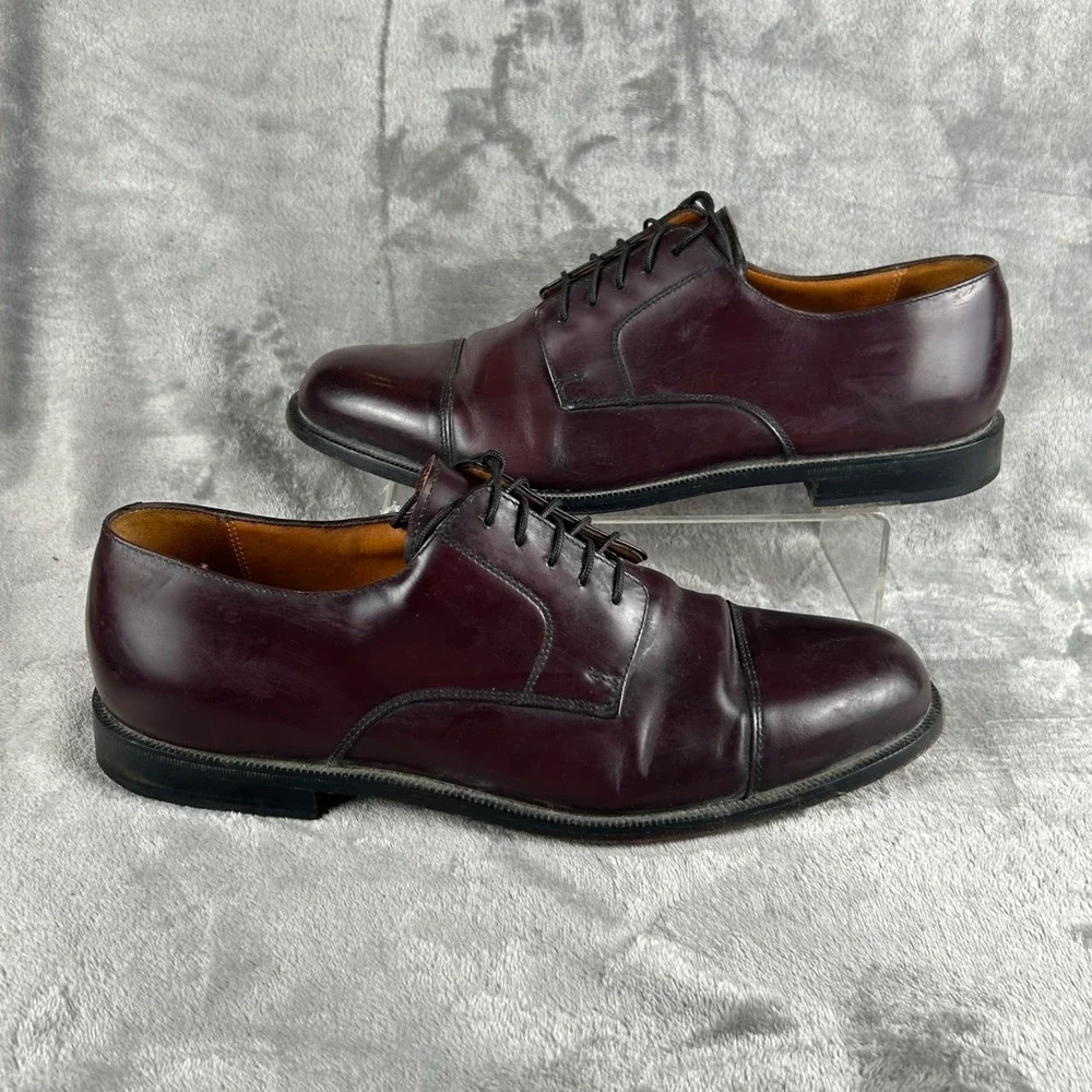 Cole Haan City Mens 11.5 D Burgundy Leather Cap Toe Derby Dress Shoes 837488